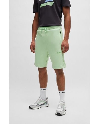 BOSS Cotton-blend Shorts With 3d-moulded Logo - Green