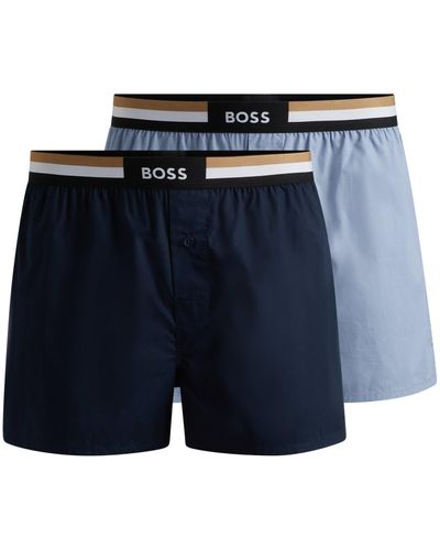 BOSS Zweier-Pack Pyjama-Shorts aus Baumwolle mit Signature-Bund - Blau