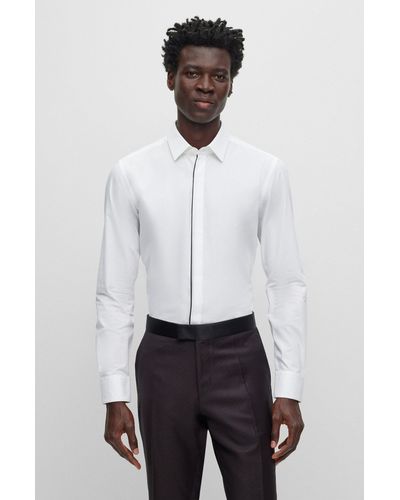 BOSS Slim-fit Dress Shirt In Easy-iron Stretch Cotton - White