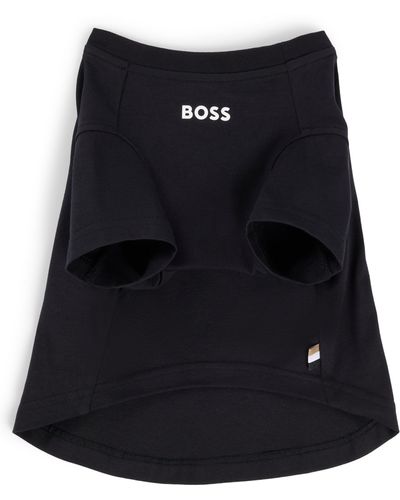 BOSS Katoenen T-shirt Voor Honden Met Logoprint - Zwart