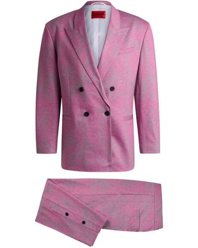 HUGO Bedruckter Modern-Fit Anzug aus Performance-Stretch-Gewebe - Pink
