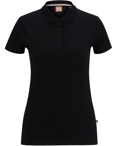 BOSS Poloshirt aus Baumwoll-Piqué mit Logo-Detail - Schwarz