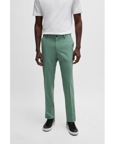 BOSS Slim-fit Pants In A Performance-stretch Wool Blend - Green