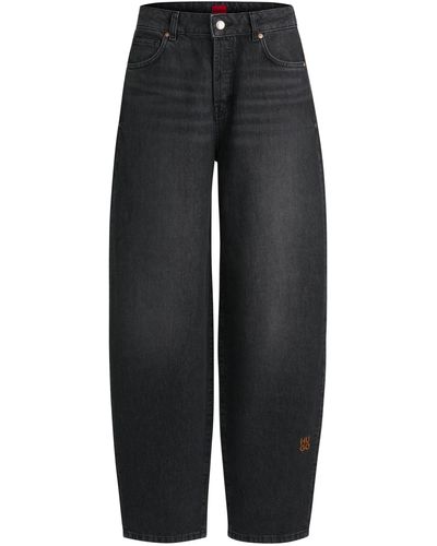 HUGO Graue Relaxed-Fit Jeans aus festem Denim - Schwarz