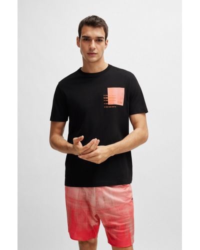 BOSS Cotton-blend Regular-fit T-shirt With Seasonal Artwork - Red