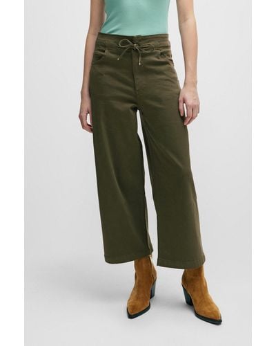 BOSS Relaxed-fit Pants In A Cotton Blend - Green