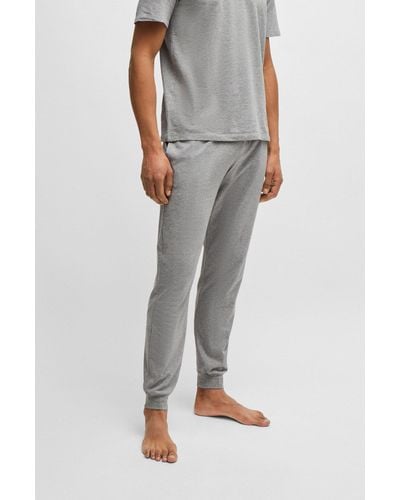BOSS Stretch-cotton Tracksuit Bottoms With Logo Detail - Grey