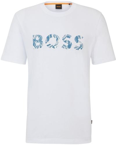 BOSS T-shirt Van Katoenen Jersey Met Logoprint - Wit