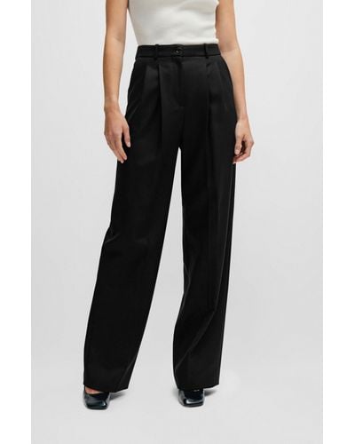 BOSS Regular-fit Pants In Virgin-wool Twill - Black