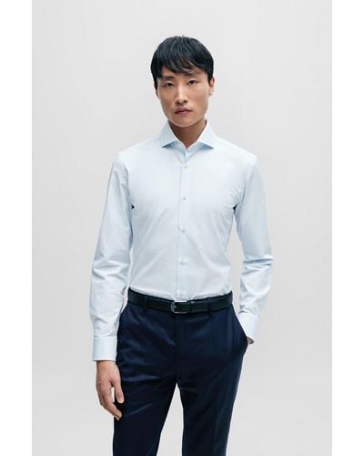 BOSS Slim-fit Shirt In Easy-iron Structured Stretch Cotton - White
