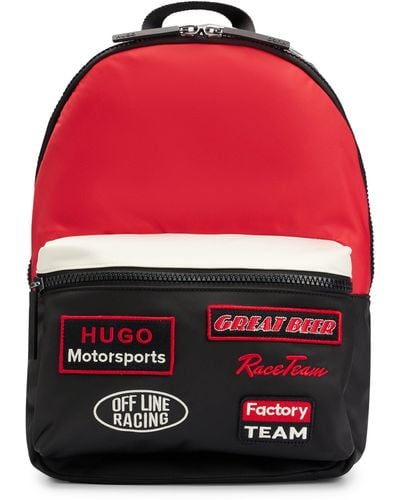 HUGO Color-blocked Backpack With Seasonal Patches - Red