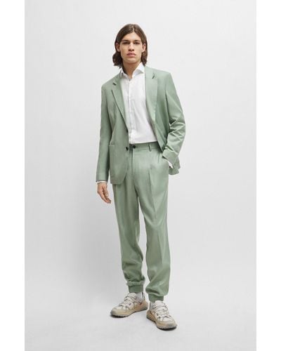 HUGO Slim-fit Suit In Super-flex Fabric - Green