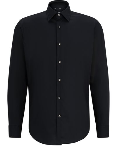 BOSS Regular-fit Overhemd Van Popeline Van Gemakkelijk Te Strijken Katoen - Zwart