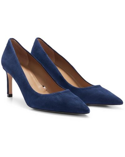BOSS Suede Pointed-toe Court Shoes With 7cm Heel - Blue
