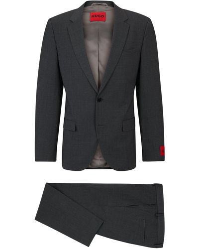 HUGO Slim-fit Suit In A Performance-stretch Wool Blend - Black