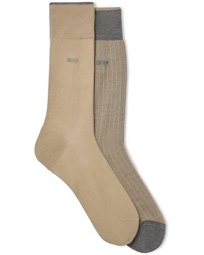 BOSS Two-pack Of Socks In Mercerized Cotton - Natural