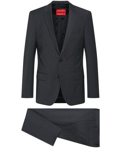 HUGO Slim-fit Suit In A Stretch-wool Blend - Grey