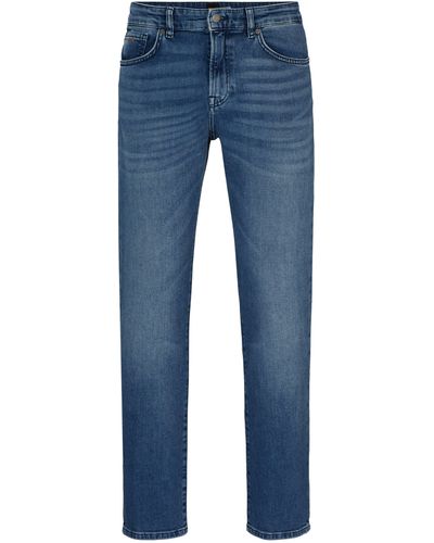 BOSS Mittelblaue Regular-Fit Jeans aus bequemem Stretch-Denim