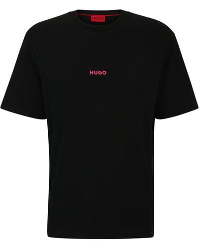 HUGO T-Shirt aus Baumwoll-Jersey mit Artwork auf der Rückseite - Schwarz