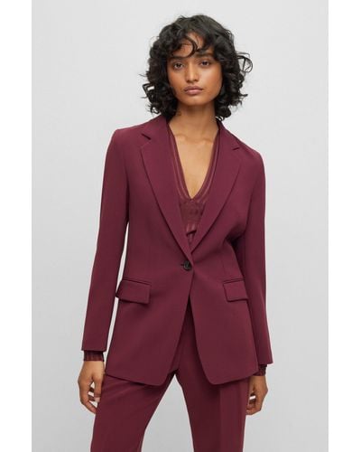 BOSS Regular-fit Jacket In Crease-resistant Crepe - Purple