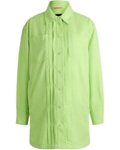 BOSS Relaxed-Fit Overshirt aus softem Twill - Grün