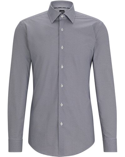 BOSS Chemise Slim Fit en coton stretch imprimé - Bleu