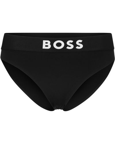 BOSS Slip mit hohem Bund und Kontrast-Logo - Schwarz