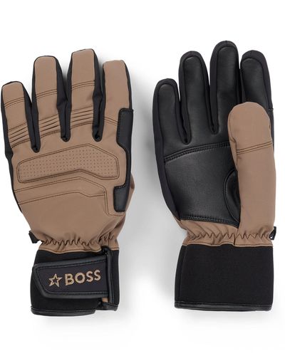 BOSS X Perfect Moment Mixed-material Ski Gloves With Leather - Black