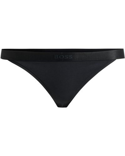 BOSS Cotton-blend Thong With Logo Waistband - Black