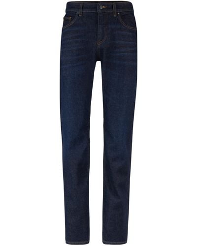 BOSS Dunkelblaue Regular-Fit Jeans aus bequemem Stretch-Denim