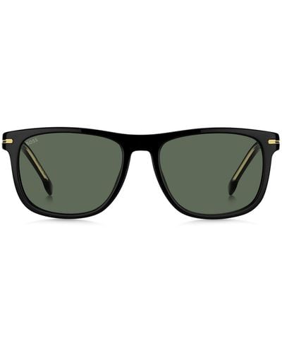 BOSS Sonnenbrille aus schwarzem Acetat mit goldfarbenen Metalldetails - Grün