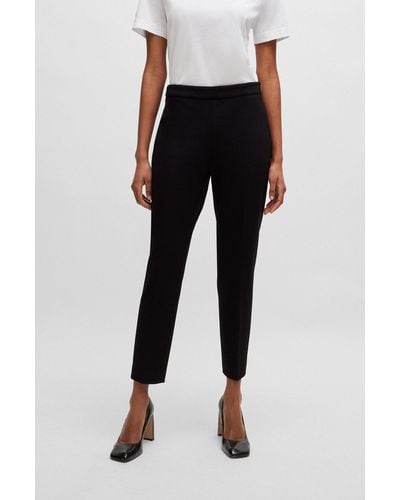 BOSS Regular-fit Pants In Stretch Fabric With Tapered Leg - Black