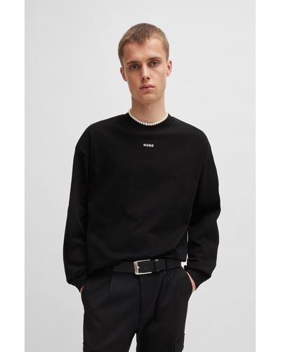 HUGO T-shirt Relaxed en jersey de coton à logo imprimé - Noir