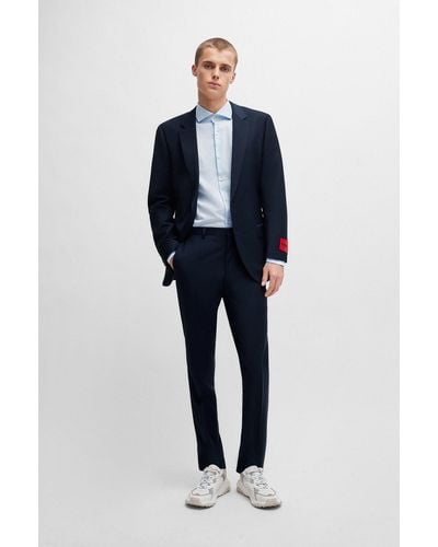 HUGO Slim-fit Suit In A Performance-stretch Wool Blend - Blue