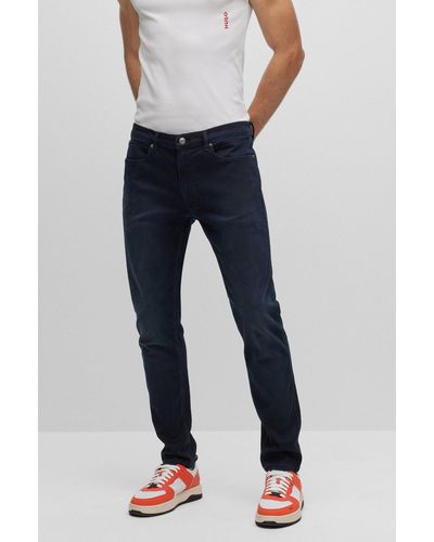 HUGO Extra-slim-fit Jeans In Blue Cashmere-touch Denim