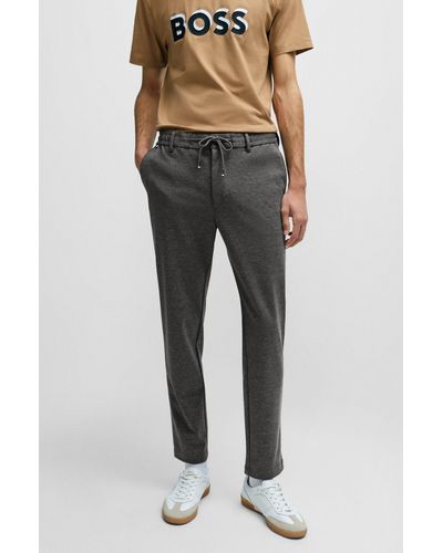 BOSS Regular-fit Pants In Printed Jersey - Gray