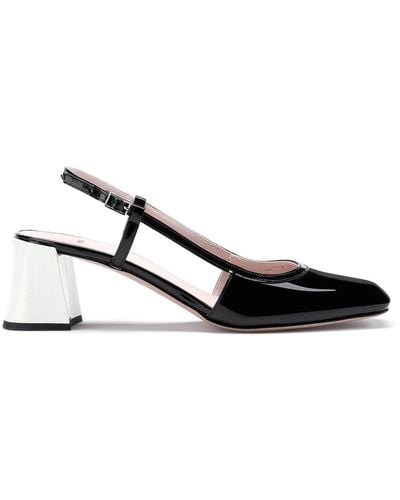 HUGO Slingback Court Shoes In Patent Italian Leather - Black