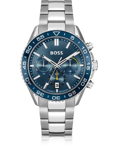 BOSS Link-bracelet Chronograph Watch With Blue Dial