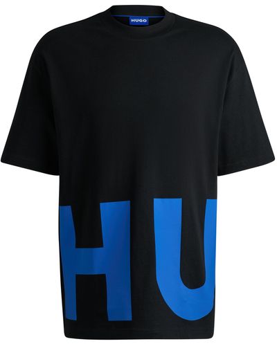 HUGO T-Shirt aus Baumwoll-Jersey mit umlaufendem Logo - Schwarz