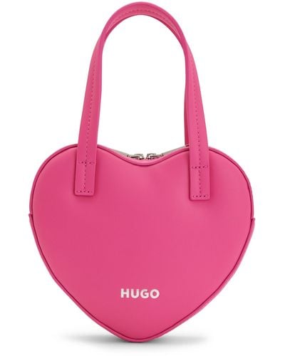 HUGO Faux-leather Heart-shaped Bag With Logo Detail - Pink