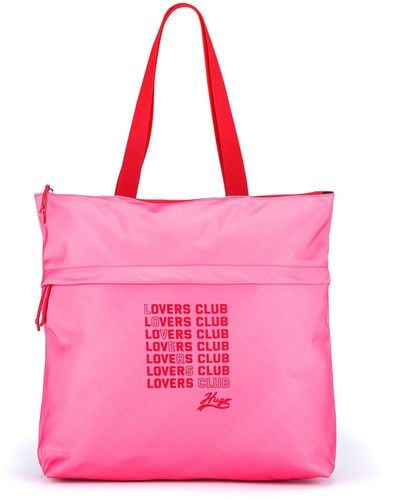 HUGO Recycled-nylon Shopper Bag With Valentine's Day Print - Pink