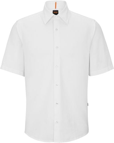 BOSS Regular-fit Overhemd Van Oxfordkatoen - Wit