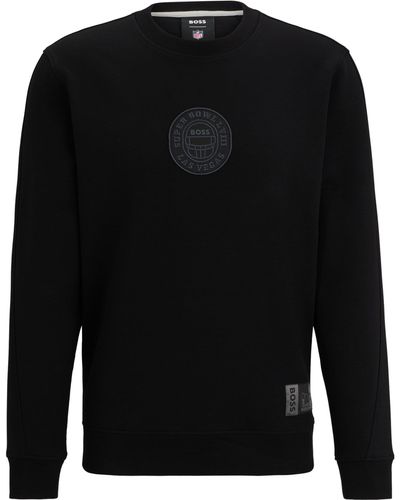 BOSS X NFL Sweatshirt aus Baumwoll-Mix mit Metallic-Print - Schwarz