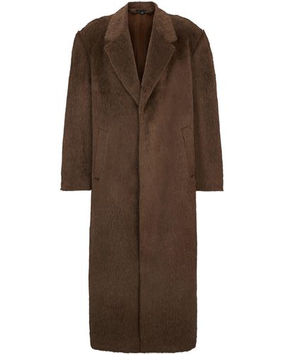 BOSS Einreihiger Regular-Fit Mantel aus Alpaka und Wolle - Braun