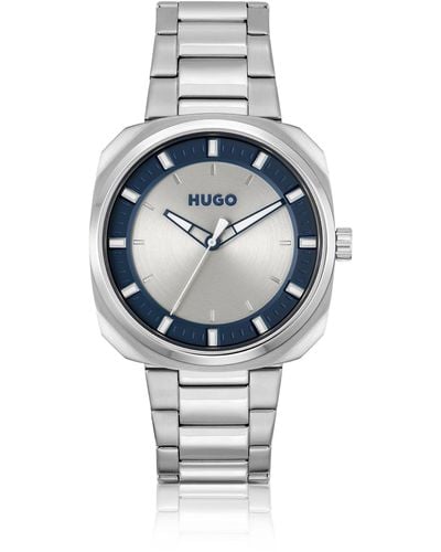 HUGO Reloj con esfera a dos tonos y pulsera de eslabones - Metálico