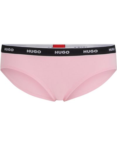 HUGO Regular-rise Slip Met Logotailleband Van Stretchkatoen - Roze