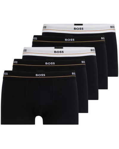 BOSS Fünfer-Pack Boxershorts aus Stretch-Baumwolle mit Logos am Bund - Schwarz
