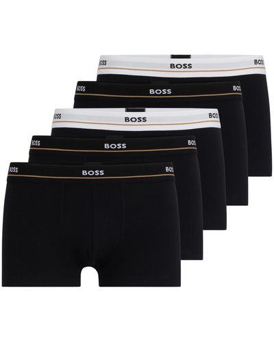 BOSS Lot de cinq boxers courts en coton stretch avec taille à logo - Noir