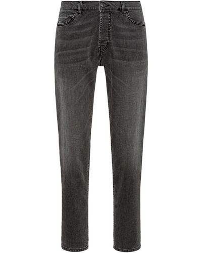 HUGO Schwarze Tapered-Fit Jeans aus bequemem Stretch-Denim - Grau