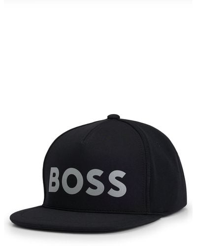 BOSS Stretch-jersey Cap With Decorative Reflective Logo - Black